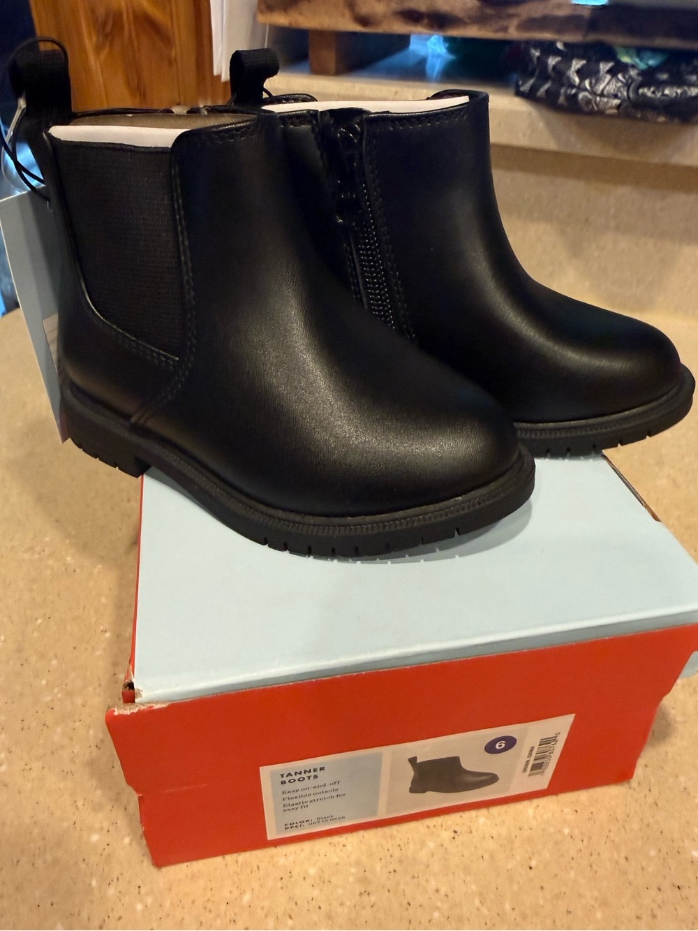 Cat & Jack Black Kids Tanner Boots with Side Zip